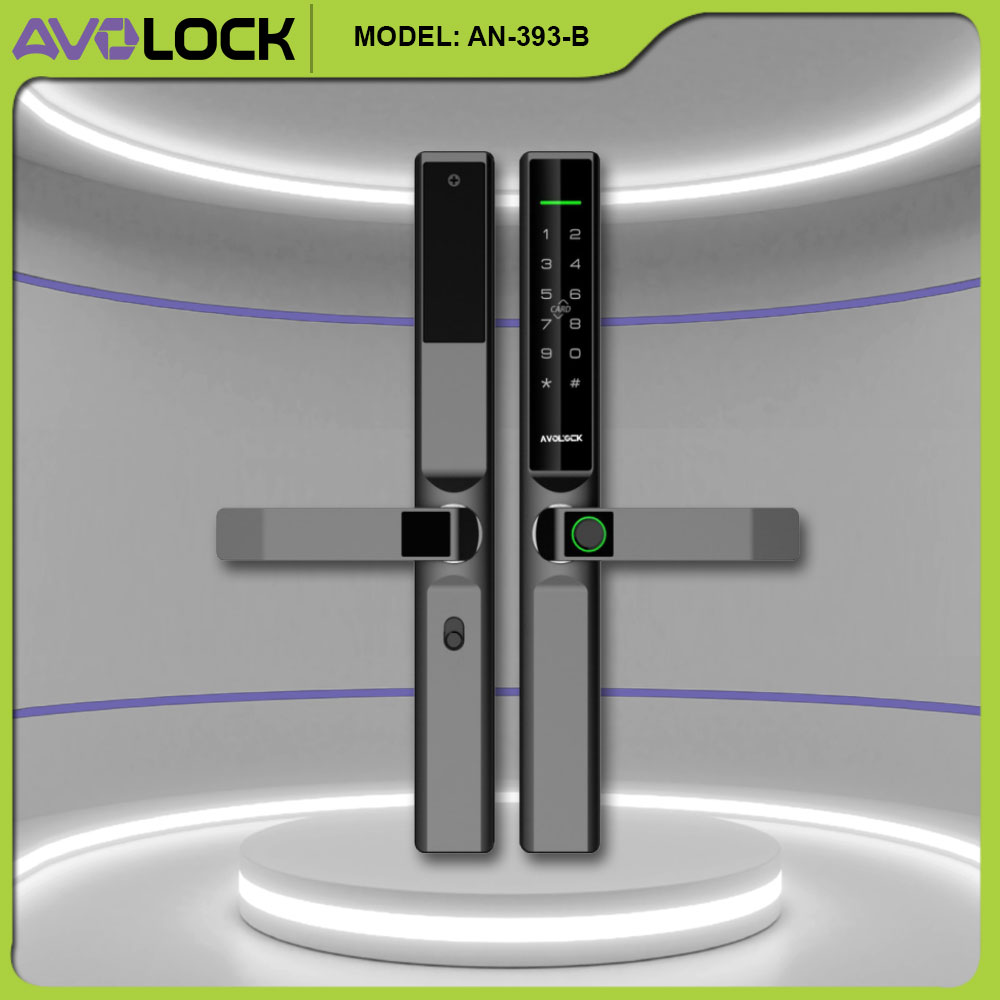 Khóa vân tay Avolock AN-393-B thân mỏng chuyên cho cửa nhựa lõi thép và cửa nhôm đố hẹp