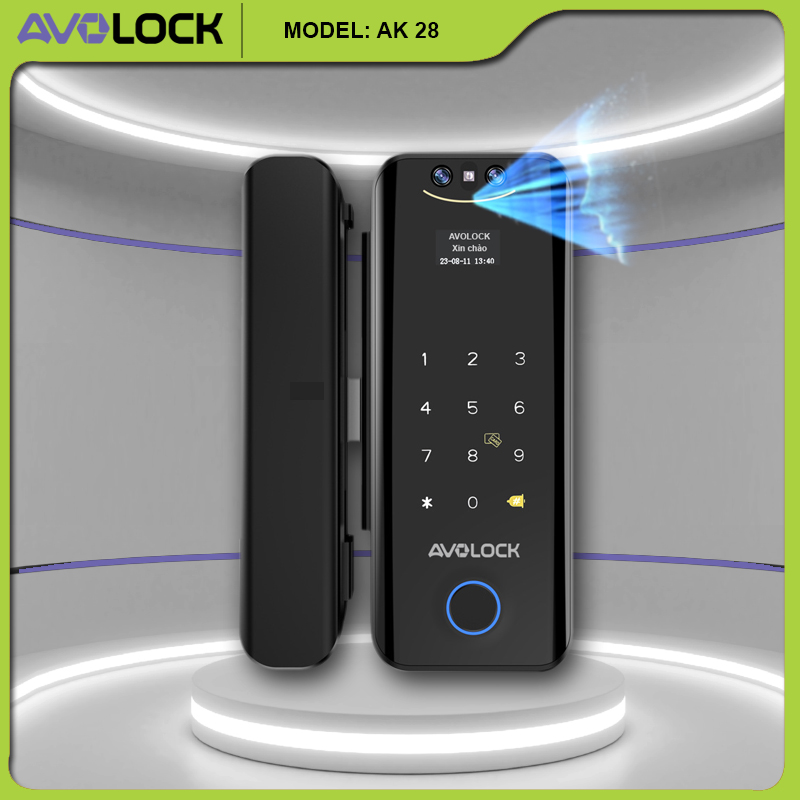 Khóa vân tay cửa kính Avolock AK28 cho văn phòng hiện đại — mở rộng tệp khách hàng cho đại lý