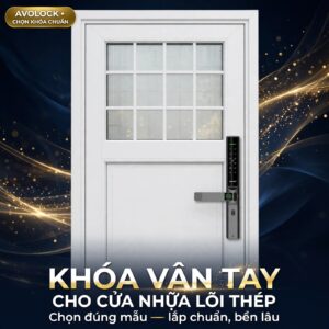 Khóa vân tay Avolock AN-393-B lắp trên cửa nhựa lõi thép trắng
