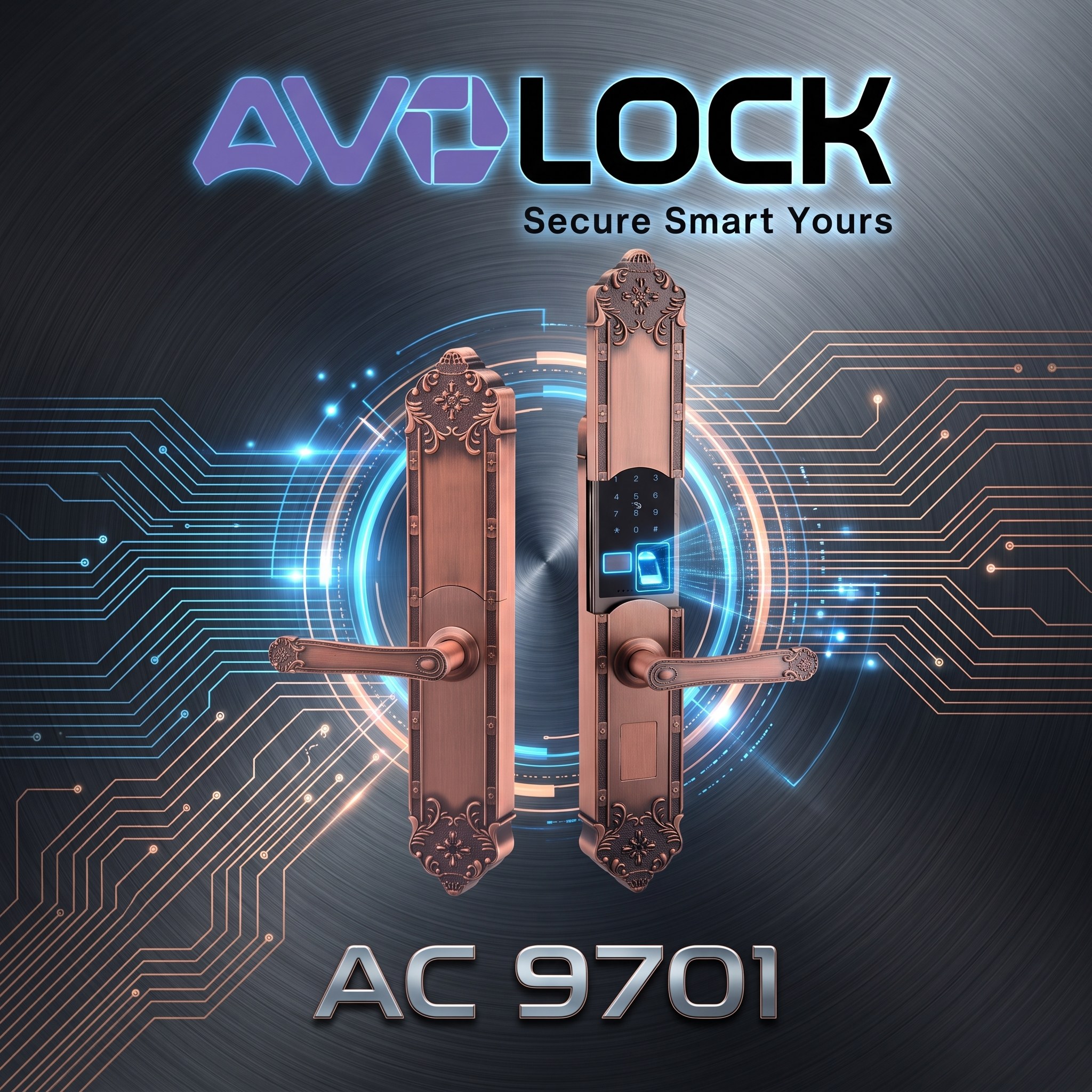 Khóa cửa thông minh tân cổ điển Avolock AC9701 chính hãng — hoàn thiện chắc chắn, bảo hành 3 năm