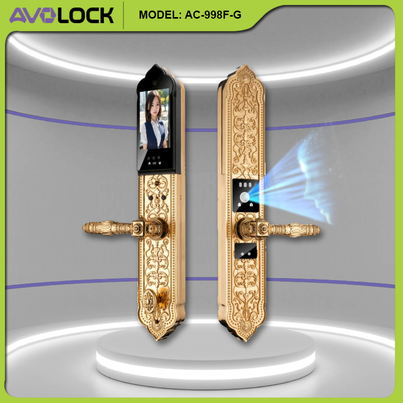 Khóa vân tay Avolock AC-998F-G tân cổ điển với chi tiết chạm khắc và độ hoàn thiện tinh xảo của hàng chính hãng