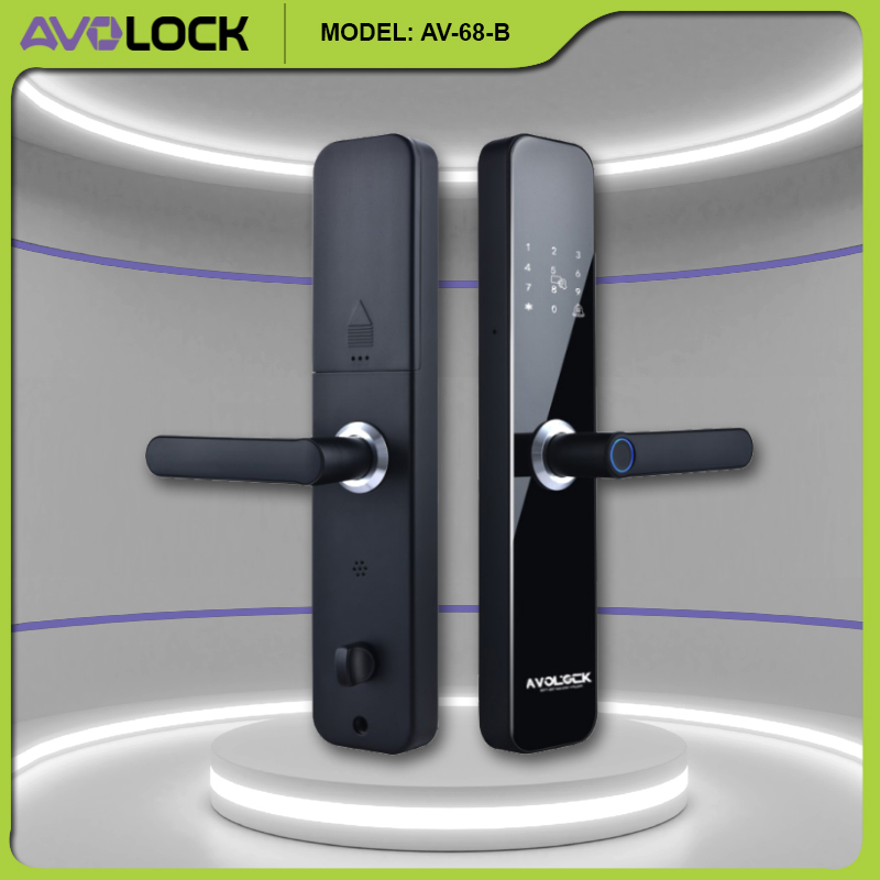 Cảm biến vân tay trên khóa Avolock AV-68-B — vệ sinh định kỳ giúp nhận diện nhanh và bền