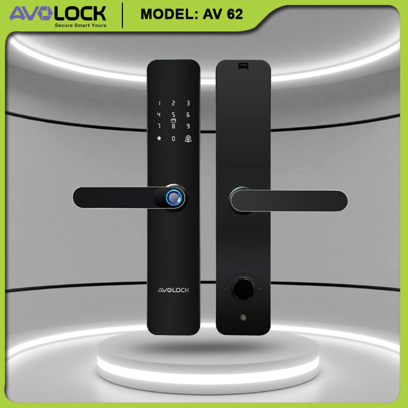 Bàn phím số trên khóa vân tay Avolock AV62 hỗ trợ mã số ảo chống nhìn trộm
